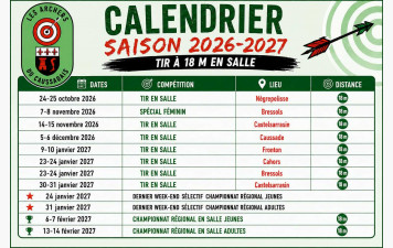 Calendrier des compétitions et tournois — Saison 2026-2027